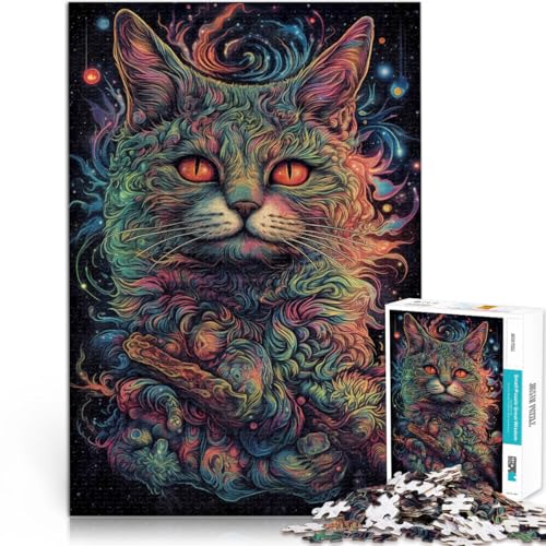 Puzzle für Erwachsene 1000 Teile Weltraumkatzen Familienunterhaltungsspielzeug 50 x 75 cm Geschenke für Freunde und Familie für 14-Jährige von DLBHSG