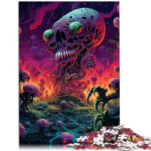 Puzzle für Erwachsene 1000 Teile Weltraummonster pädagogisches Spielzeug zum Stressabbau 50 x 75 cm mit passendem Poster und Quizblatt von DLBHSG