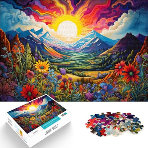 Puzzle für Erwachsene 1000 Teile Wildblumen unter dem Sonnenuntergang Entspannungsspiele 50x75cm Geburtstagsgeschenk Geschenke Wandkunst von DLBHSG