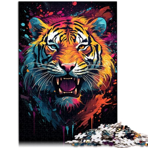 Puzzle für Erwachsene 1000 Teile Wilder Feuertiger Spielzeug Lernspiele Stressabbau 50x75cm Geeignet für die Schreibtischdekoration von DLBHSG