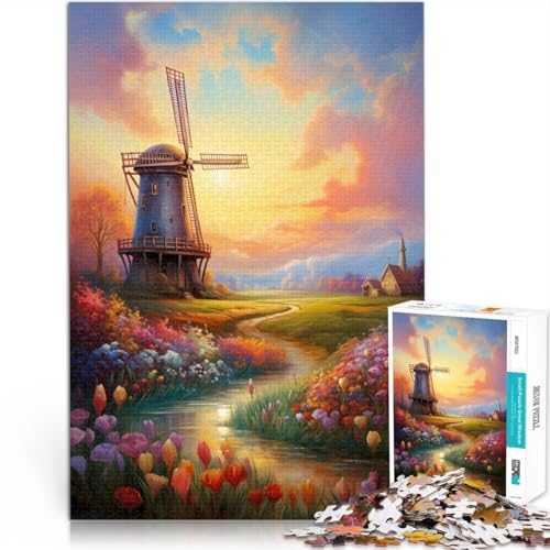 Puzzle für Erwachsene 1000 Teile Windmühlen-Entspannungsspiele 50x75cm Helfen Sie dem Gehirn süchtig machendes Spielzeug zu trainieren und Geduld zu fördern von DLBHSG