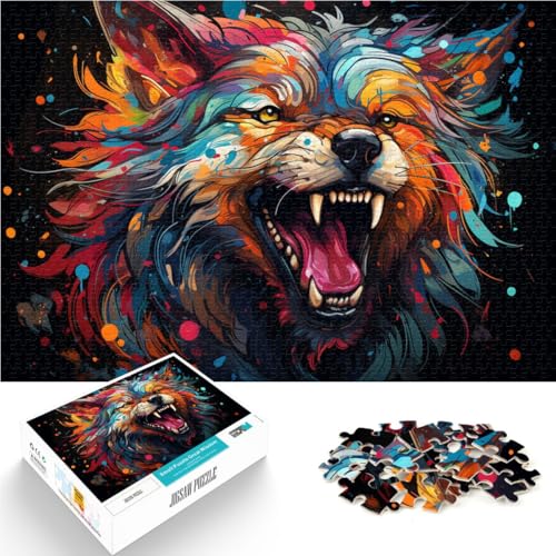 Puzzle für Erwachsene 1000 Teile Wolf Familienunterhaltungsspielzeug 26 x 38 cm mit passendem Poster und Quizblatt für Teenager ab 14 Jahren von DLBHSG