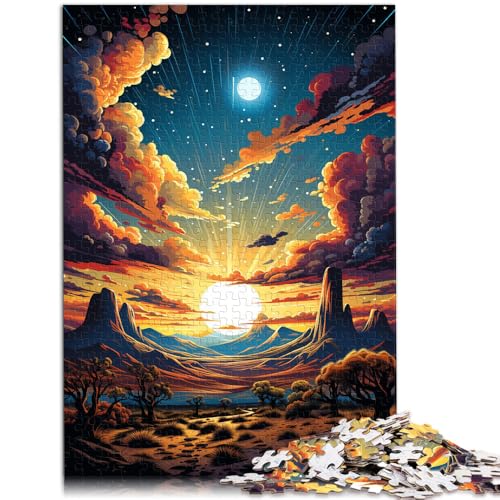 Puzzle für Erwachsene 1000 Teile Wüstensonnenuntergang Denkspiel 50 x 75 cm mit passendem Poster und Quizblatt für Kinder ab 14 Jahren von DLBHSG