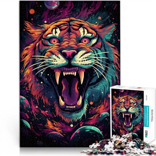 Puzzle für Erwachsene 1000 Teile Wütender Tiger Familienunterhaltungsspielzeug 50 x 75 cm ganze Familie von DLBHSG