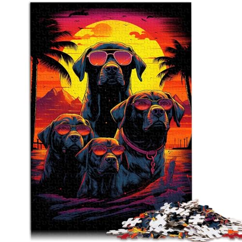 Puzzle für Erwachsene 1000 Teile bösartige Hunde jagen bei Sonnenuntergang Denksportaufgabe für 26 x 38 cm anspruchsvolles Spiel und Familienspiel von DLBHSG