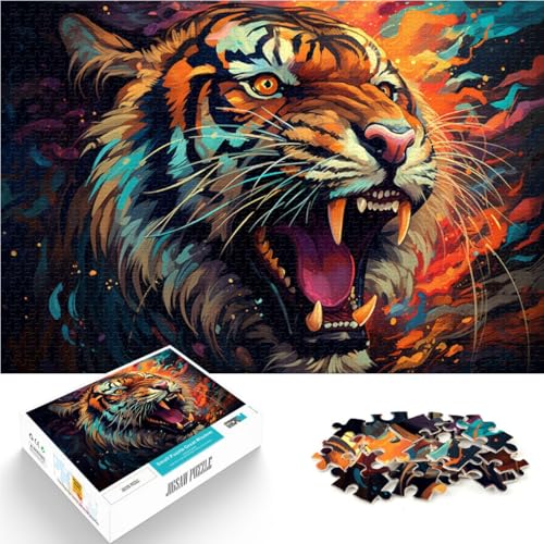 Puzzle für Erwachsene 1000 Teile bunter Tiger DIY-Puzzle-Spielzeug 26 x 38 cm Herausforderung für die Gehirnintelligenz süchtig machendes Spielzeug für Teenager ab 14 Jahren von DLBHSG
