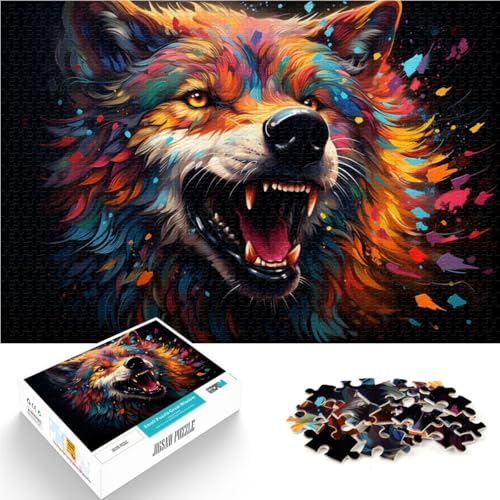 Puzzle für Erwachsene 1000 Teile buntes Wolfsgemälde Lernspielzeug 50 x 75 cm Lernspiel für Geburtstag Weihnachten von DLBHSG
