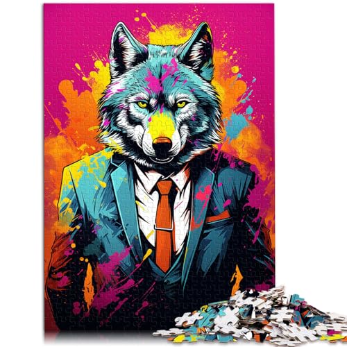 Puzzle für Erwachsene 1000 Teile farbenfroher Gekritzelwolf anspruchsvolles Spiel 50 x 75 cm anspruchsvolles Spiel und Familienspiel für Teenager ab 14 Jahren von DLBHSG