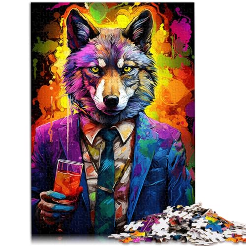 Puzzle für Erwachsene 1000 Teile farbenfroher Gekritzelwolf anspruchsvolles Spiel Geschenke 26 x 38 cm anspruchsvolles Spiel und Familienspiel von DLBHSG