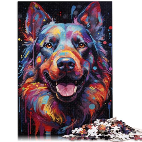 Puzzle für Erwachsene 1000 Teile farbenfroher Kunsthund pädagogisches Spielzeug zum Stressabbau 26 x 38 cm mit passendem Poster und Quizblatt von DLBHSG