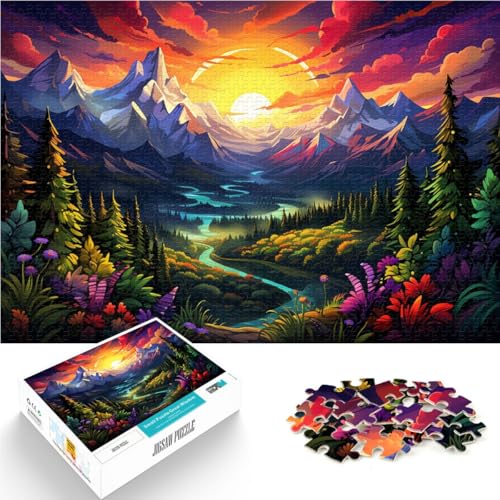 Puzzle für Erwachsene 1000 Teile farbenfroher Sonnenuntergangsdschungel Lernpuzzle 50 x 75 cm ganze Familie von DLBHSG