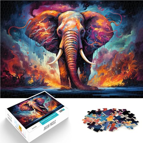 Puzzle für Erwachsene 1000 Teile farbenfrohes Kunst-Elefantentier Familienunterhaltungsspielzeug 50 x 75 cm anspruchsvolles Spiel und Familienspiel von DLBHSG