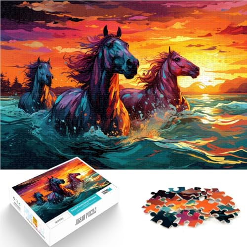 Puzzle für Erwachsene 1000 Teile farbenfrohes Kunstpferd pädagogisches Spielzeug zum Stressabbau 50 x 75 cm fördert die Liebe zwischen Paaren von DLBHSG