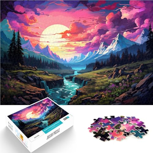 Puzzle für Erwachsene 1000 Teile geheimnisvolle Berge Handgeschwindigkeitswettbewerb 50 x 75 cm mit passendem Poster und Quizblatt von DLBHSG