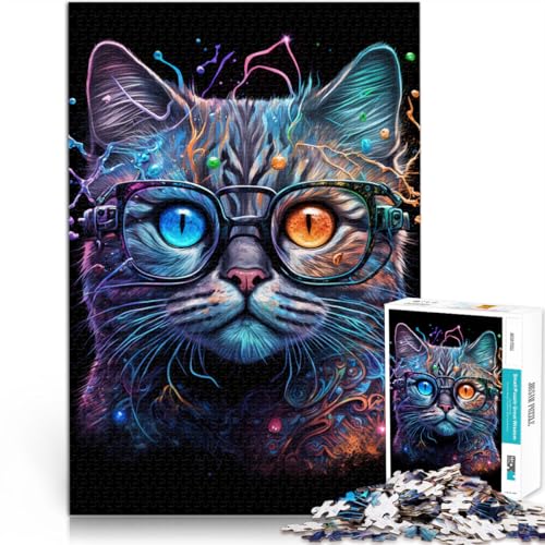 Puzzle für Erwachsene 1000 Teile kosmische Katze mit Brille Lernpuzzle 50 x 75 cm Lernspiel für Geburtstag Weihnachten Puzzle für Erwachsene 1000 Teile kosmische Katze mit Brille Lernpuzzle 50 x 75 cm Lernspiel für Geburtstag Weihnachten von DLBHSG