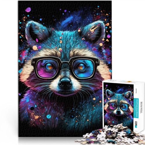 Puzzle für Erwachsene 1000 Teile kosmischer Waschbär mit Brille Spielzeug Denkspiel 50 x 75 cm Geburtstagsgeschenk Geschenke Wandkunst von DLBHSG