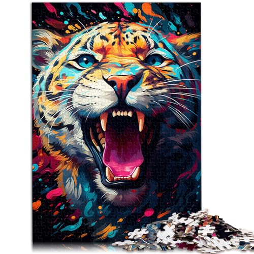 Puzzle für Erwachsene 1000 Teile lebendige Schneeleoparden Familienaktivitätspuzzle 50 x 75 cm geeignet als Schreibtischdekoration von DLBHSG