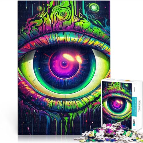 Puzzle für Erwachsene 1000 Teile neonfarbene Augen Lernpuzzle 26 x 38 cm anspruchsvolles Spiel und Familienspiel von DLBHSG