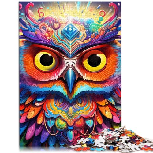 Puzzle für Erwachsene 1000 Teile psychedelische Eule Quizspiel 50 x 75 cm Stressabbau schwierige Herausforderung für 14-Jährige von DLBHSG