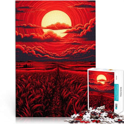 Puzzle für Erwachsene 1000 Teile zeigt den Sonnenuntergang. Schwierig und herausfordernd 26 x 38 cm. Anspruchsvolles Spiel und Familienspiel von DLBHSG