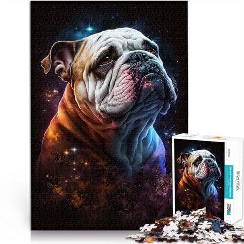 1000-teiliges Puzzle für Erwachsene Weltraum-Farb-Bulldoggen-Quizspiel 50 x 75 cm Lernspiel für Geburtstag Weihnachten für Teenager ab 14 Jahren von DLBHSG