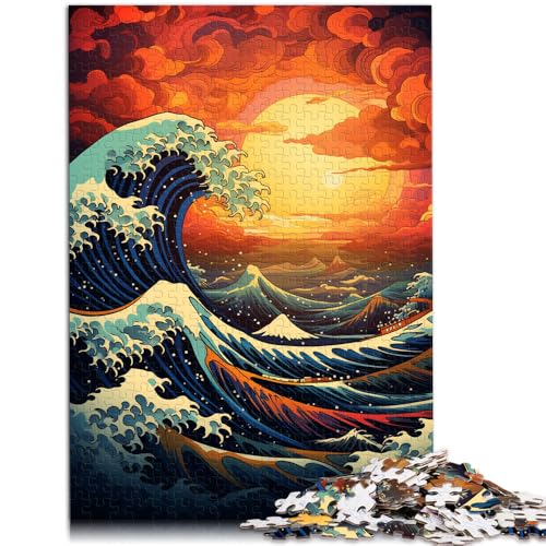 1000-teiliges Puzzle für Erwachsene Sonnenuntergang mit Meereswellen Quizspiel 50 x 75 cm Geschenke für Freunde und Familie ab 14 Jahren von DLBHSG