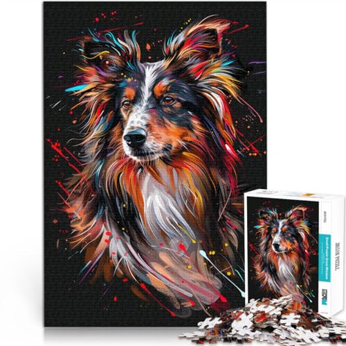 1000-teiliges Puzzle für Erwachsene Collie-Hunde-Kunst-Puzzle 50 x 75 cm tolles Geschenk für die ganze Familie ab 14 Jahren 1000-teiliges Puzzle für Erwachsene Collie-Hunde-Kunst-Puzzle 50 x 75 cm tolles Geschenk für die ganze Familie ab 14 Jahren von DLBHSG