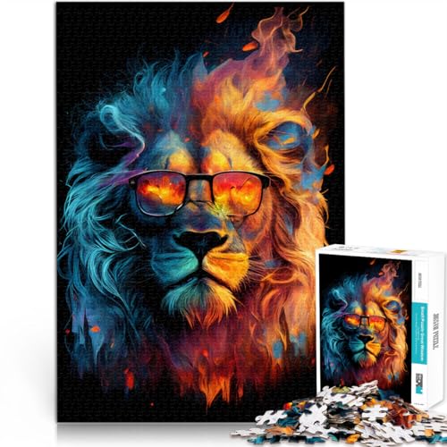 Puzzle für Erwachsene 1000 Teile Löwe mit Brille Spielzeug Denkspiel 50 x 75 cm Lernspiel für Geburtstag Weihnachten für Teenager ab 14 Jahren von DLBHSG