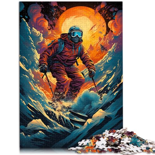 1000-Teile-Puzzle für Erwachsene mit Skifahrern für Familienspaß 50 x 75 cm ganze Familie für Teenager ab 14 Jahren von DLBHSG