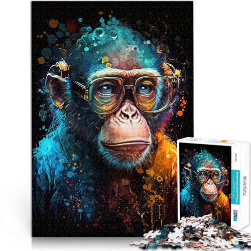 Puzzle für Erwachsene mit 1000 Teilen AFFE mit Brille Spielzeug Denkspiel 26 x 38 cm mit passendem Poster und Quizblatt Puzzle für Erwachsene mit 1000 Teilen AFFE mit Brille Spielzeug Denkspiel 26 x 38 cm mit passendem Poster und Quizblatt von DLBHSG
