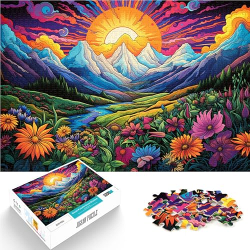 Puzzle für Erwachsene mit 1000 Teilen Blumen und Berge Familienspaß-Puzzle 50 x 75 cm anspruchsvolles Spiel und Familienspaß für Teenager ab 14 Jahren von DLBHSG
