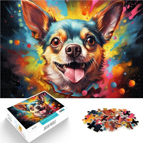 Puzzle für Erwachsene mit 1000 Teilen Chihuahua-Hund Denkspiel 50 x 75 cm mit passendem Poster und Quizblatt für Teenager ab 14 Jahren von DLBHSG