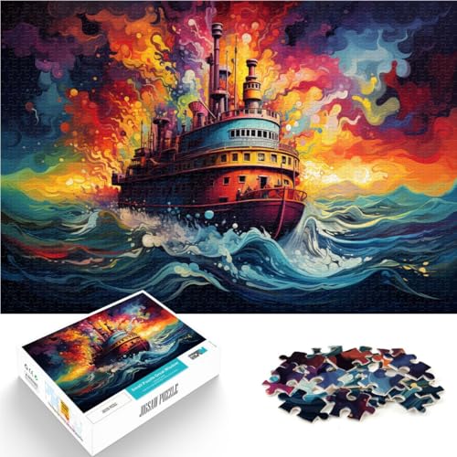 Puzzle für Erwachsene mit 1000 Teilen Dampfschiff Denkspiel 50 x 75 cm Wanddekoration einzigartige Geburtstags Teenager ab 14 Jahren von DLBHSG
