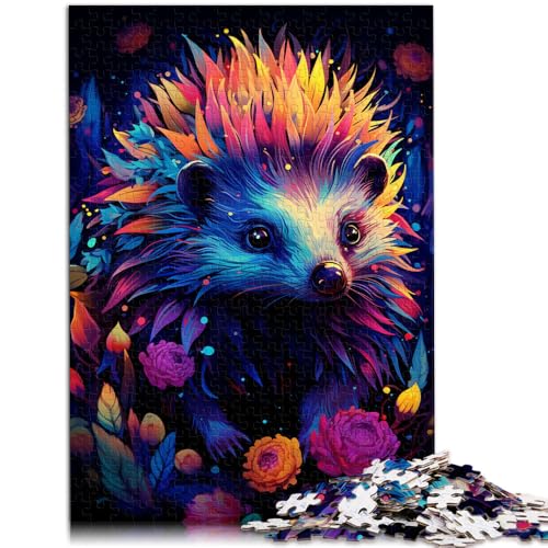 Puzzle für Erwachsene mit 1000 Teilen Farbmalerei Igel Denkspiel 50 x 75 cm zum Stressabbau schwierige Herausforderung für Teenager ab 14 Jahren von DLBHSG