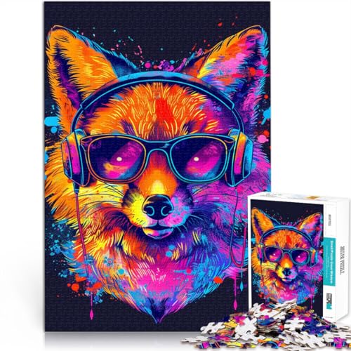 Puzzle für Erwachsene mit 1000 Teilen Fuchs mit Sonnenbrille Denkspiel 26 x 38 cm ganze Familie für Teenager ab 14 Jahren von DLBHSG