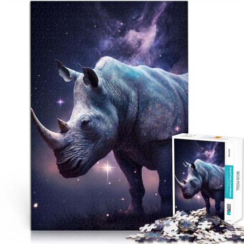 Puzzle für Erwachsene mit 1000 Teilen Galaxie-Tier Nashorn Spaß für die ganze Familie 50 x 75 cm einzigartige Heimdekoration und Geschenke für Teenager ab 14 Jahren von DLBHSG