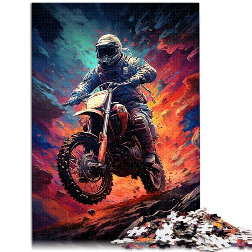 Puzzle für Erwachsene mit 1000 Teilen Gemälde eines Motorradfahrers Denkspiel 50 x 75 cm geeignet als Schreibtischdekoration für Teenager ab 14 Jahren von DLBHSG