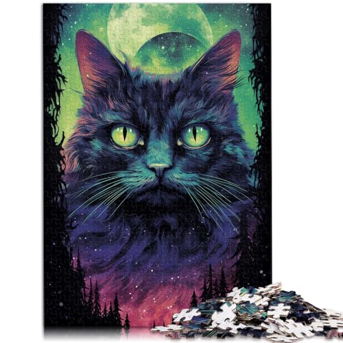Puzzle für Erwachsene mit 1000 Teilen Katzen-Weltraummalerei Spielzeug Denkspiel 50 x 75 cm mit passendem Poster und Quizblatt für Teenager ab 14 Jahren von DLBHSG