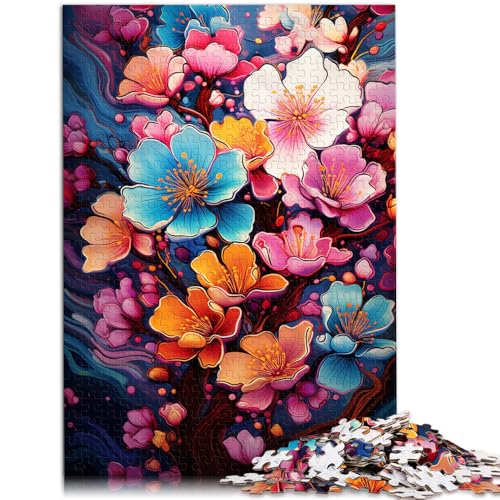 Puzzle für Erwachsene mit 1000 Teilen Pflaumenblüten Denkspiel 26 x 38 cm mit passendem Poster und Quizblatt für Teenager ab 14 Jahren von DLBHSG