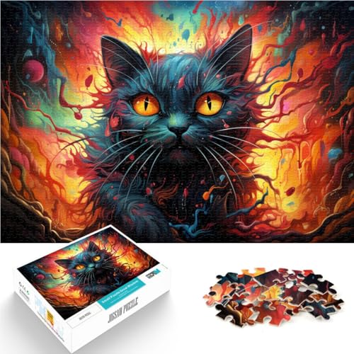 Puzzle für Erwachsene mit 1000 Teilen Schwarze Katze Teufel Denkspiel 26 x 38 cm ganze Familie ab 14 Jahren von DLBHSG
