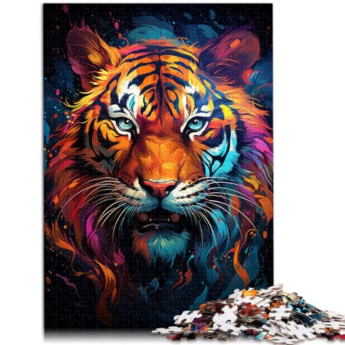 Puzzle für Erwachsene mit 1000 Teilen Wilder Feuertiger Denkspiel 50 x 75 cm Lernspiel zum Geburtstag Weihnachten für 14-Jährige von DLBHSG