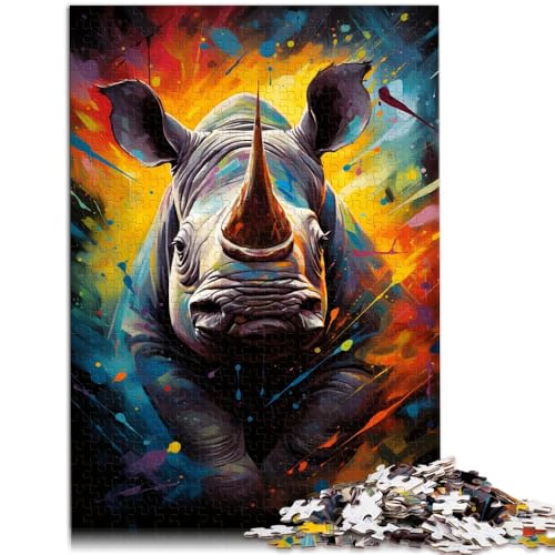 Puzzle für Erwachsene mit 1000 Teilen Zeichnung eines Nashorntiers pädagogische Herausforderung 50 x 75 cm anspruchsvolles Spiel und Familienspiel von DLBHSG