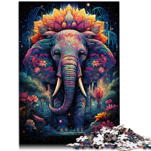 Puzzle für Erwachsene mit 1000 Teilen bunter Elefant Denkspiel 50 x 75 cm ganze Familie ab 14 Jahren von DLBHSG