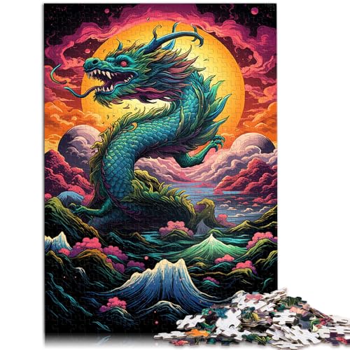 Puzzle für Erwachsene mit 1000 Teilen chinesischer Drache über Regenbogen Puzzle-Kunstwerk 50 x 75 cm ganze Familie von DLBHSG