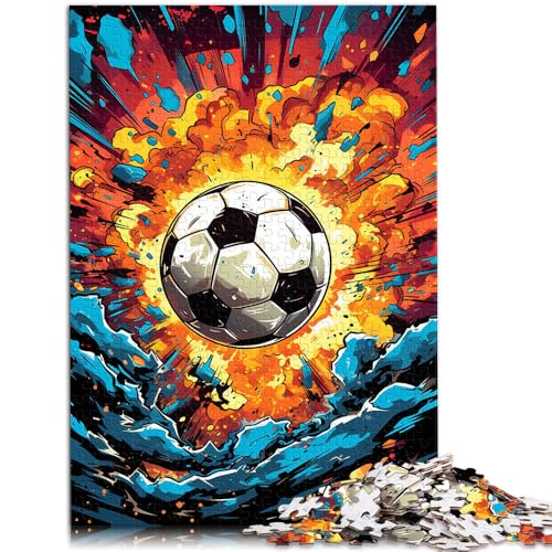 Puzzle für Erwachsene mit 1000 Teilen farbenfrohe Zeichnung Fußball Spielzeug Denkspiel 50 x 75 cm mit passendem Poster und Quizblatt von DLBHSG
