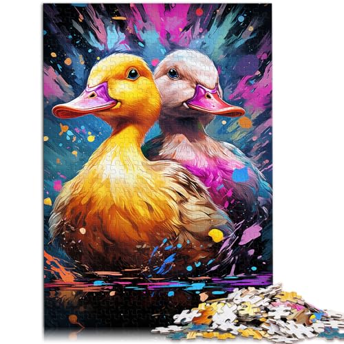 Puzzle für Erwachsene mit 1000 Teilen farbenfrohe süße Ente pädagogische Herausforderung 26 x 38 cm zum Stressabbau schwierige Herausforderung für Kinder ab 14 Jahren von DLBHSG