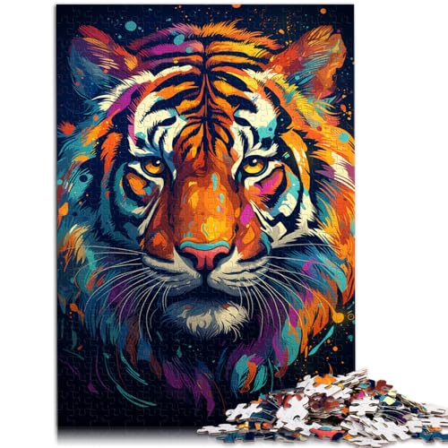 Puzzle für Erwachsene mit 1000 Teilen farbenfroher Aquarelltiger Denkspiel 50 x 75 cm ganze Familie von DLBHSG