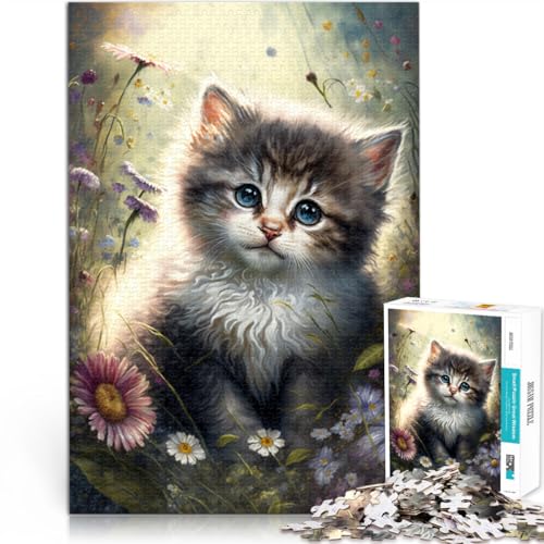 Puzzle für Erwachsene mit 1000 Teilen süßes Kätzchen Spielzeug Denkspiel 50 x 75 cm Geburtstagsgeschenk Geschenke Wandkunst für 14-Jährige von DLBHSG