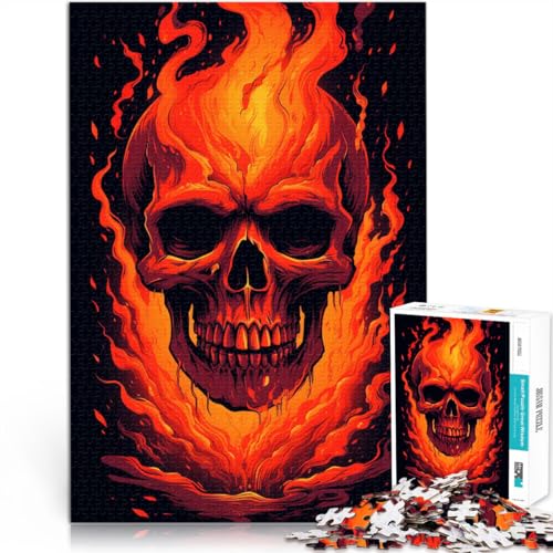 Puzzle für Erwachsene 1000 Teile Totenkopf aus Feuer Handgeschwindigkeitswettbewerb 50x75cm Herausforderndes Spiel und Familienspiel von DLBHSG