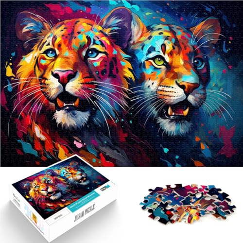 Puzzle 1000 Teile für Erwachsene farbenfrohes süßes Geparden-Cartoon-Puzzle 50 x 75 cm tolles Geschenk für die ganze Familie von DLBHSG